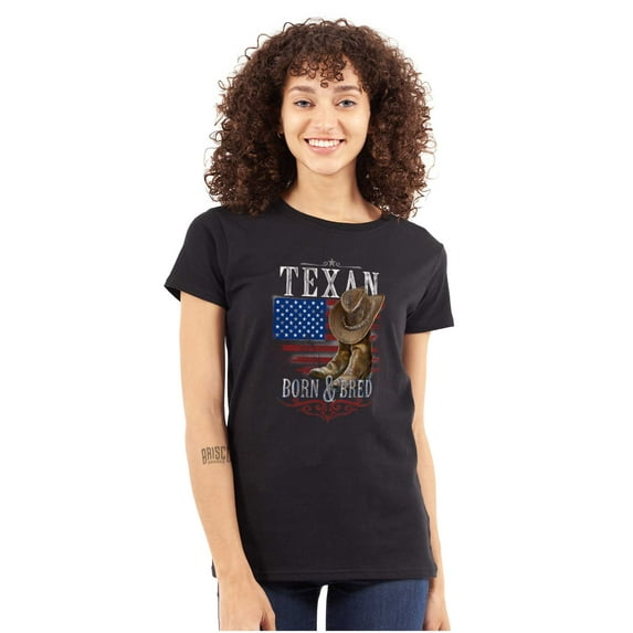 Texas Pride Born and Bred Texan Womens Slim Fit Graphic Tee Brisco Brands X