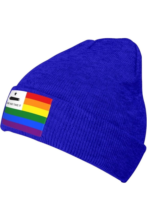 Texas Pride Rainbow LGBT Flag Come and Take It Beanie Hat for Men Women Skull Cap Winter Warm Knit Hats Acrylic Beanies