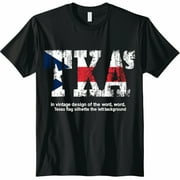 Texas Pride: Vintage TEacS Flag TShirt in Distressed Font on Black Background Perfect for a Bold Statement