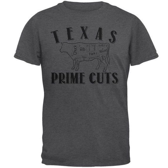 Texas Prime Cuts Mens T Shirt Dark Heather SM