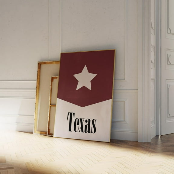 Texas Print Red Retro Poster, Texas A & M Lone Star State Poster Retro Hand Drawn Star Poster, Burgundy Dorm Room Decor Wall Art, Modern Wall Decor, 8x12 UNFRAMED