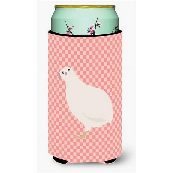 Texas Quail Pink Check Tall Boy Beverage Insulator Hugger - Pink Check - Tall Boy