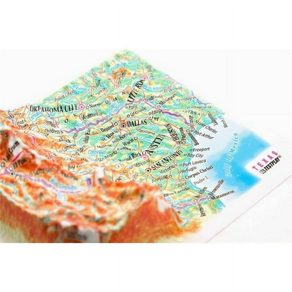 Texas Raised Relief Map, Rubberized Foam Backing Plus Magnet - Souvenir Size