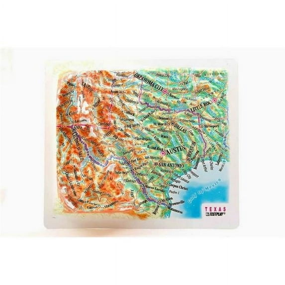 Texas Raised Relief Map, Unframed - Souvenir Size
