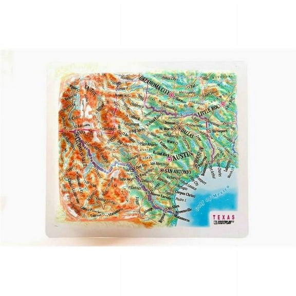 Texas Raised Relief Map, Unframed - Souvenir Size