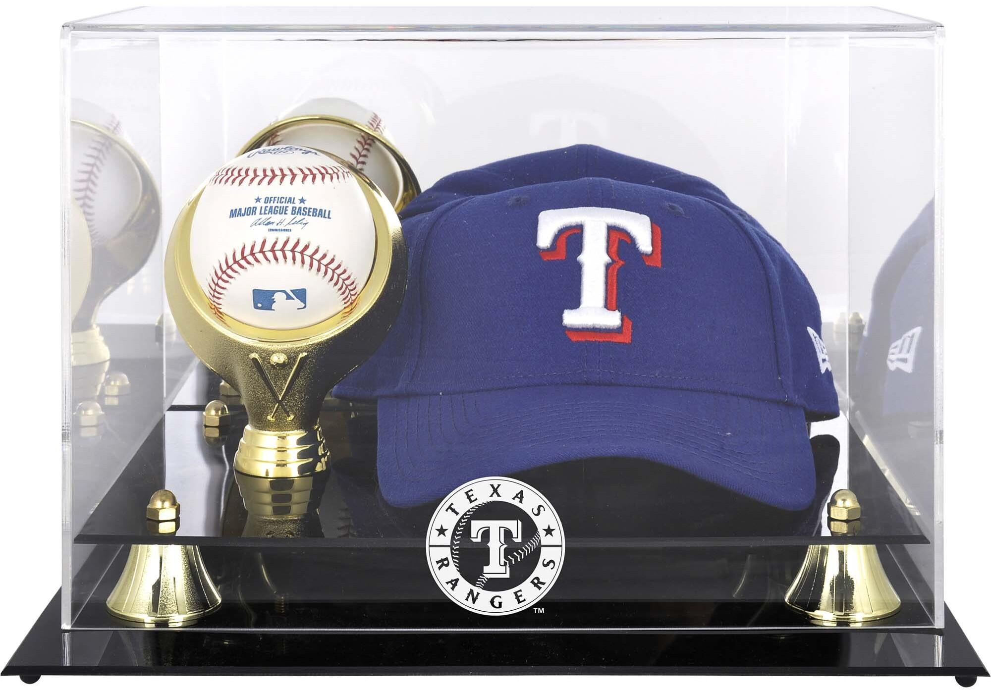 Texas Rangers Acrylic Cap and Baseball Logo Display Case
