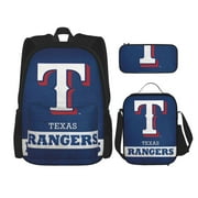 IGBSGFN Texas-Rangers Backpack Large Capacity Multifunctional School Backpack Pencil Bag Lunch Box 3PCS/SET for Boys Girls