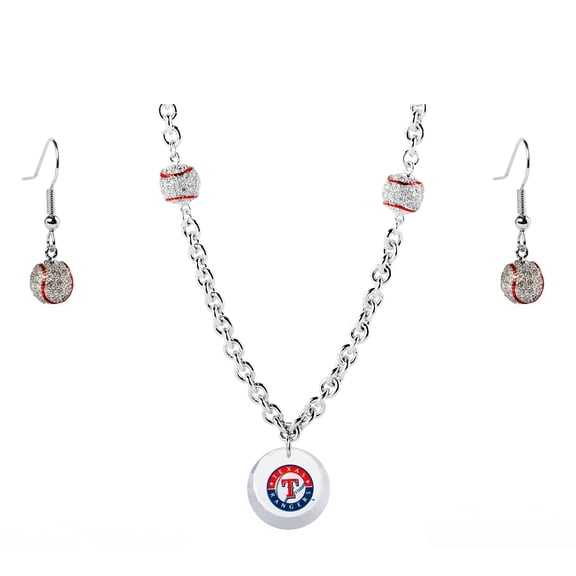 Texas Rangers Crystals from Swarovski Baseball Necklace & Earrings