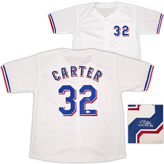Texas Rangers Evan Carter Autographed White Jersey Beckett BAS Witness 253600