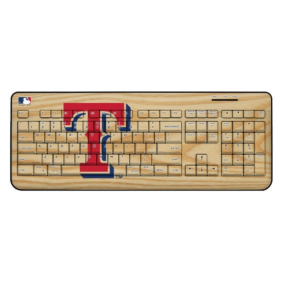 Texas Rangers Wood Print Wireless USB Keyboard