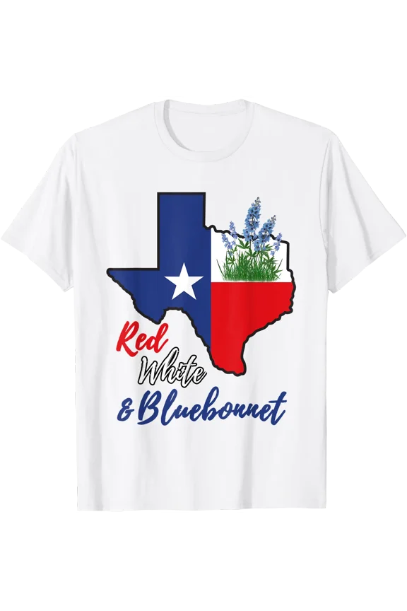 Texas Red White Bluebonnet Flower State T-Shirt, Vintage T-Shirt