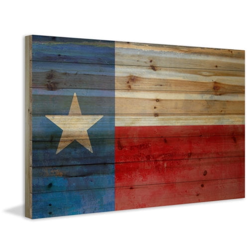 "Texas Red and Blue" Painting Print on Natural Pine Wood