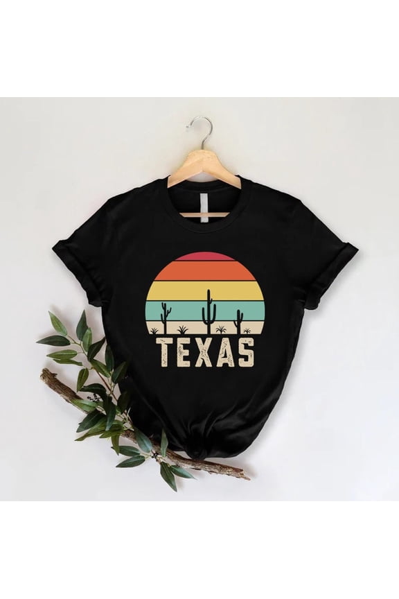 Texas Retro Sunset Tshirt, Texas Cactus Shirt, Texas Home State Tee, Western Country Shirt, Texas Cities Shirt, Texas Vacation Shirt, Full Size S-5XL