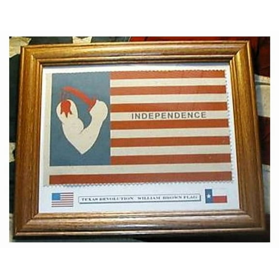 Texas Revolution, Framed Historic Texas Flag.......Captain William Brown. American Wall Art, Wall Decor.