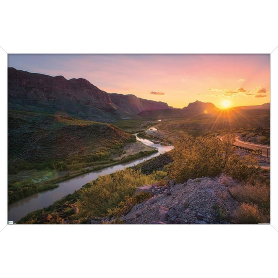 Texas - Rio Grande at Sunset Wall Poster, 14.725" x 22.375" Framed