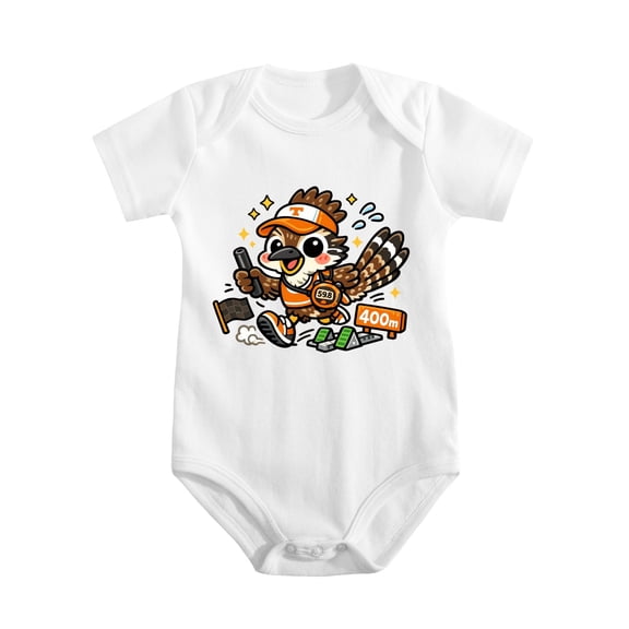Texas Roadrunner Run Four Hundred Meters Baby Bodysuit, 100% Cotton Short Sleeve Snap Romper, 0-12 Months