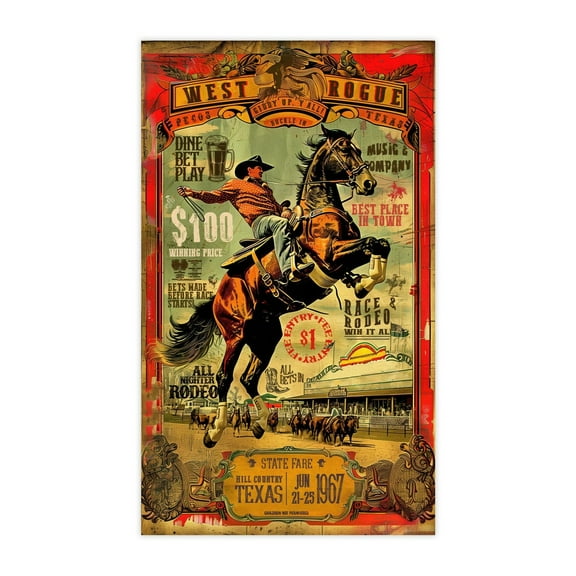 Texas Rodeo State Fair Western Wall Decor For Home Living Room