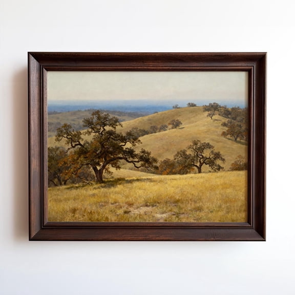 Texas Rolling Hills Art Texan Oak Trees, Unframed Paper Print