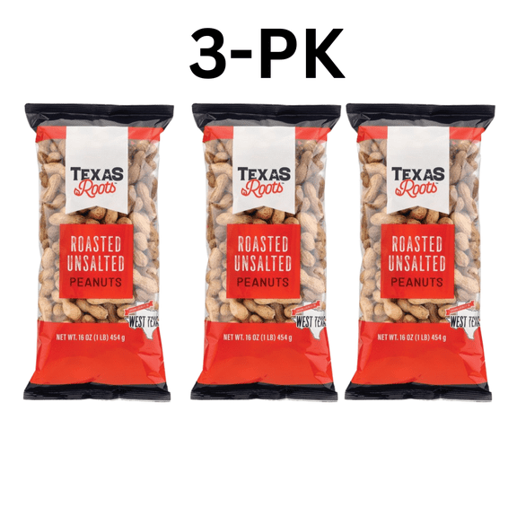 Texas Roots In-Shell Roasted Peanuts Unsalted 16 oz 3-PK