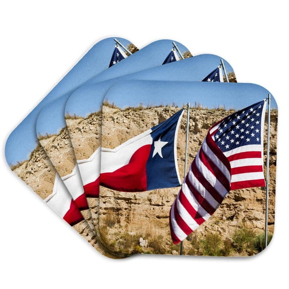 3drose, Texas. Route 66 West, Palo Duro Sp and Canyon of the Prairie Dog Town, Set of 4 Coasters - Soft