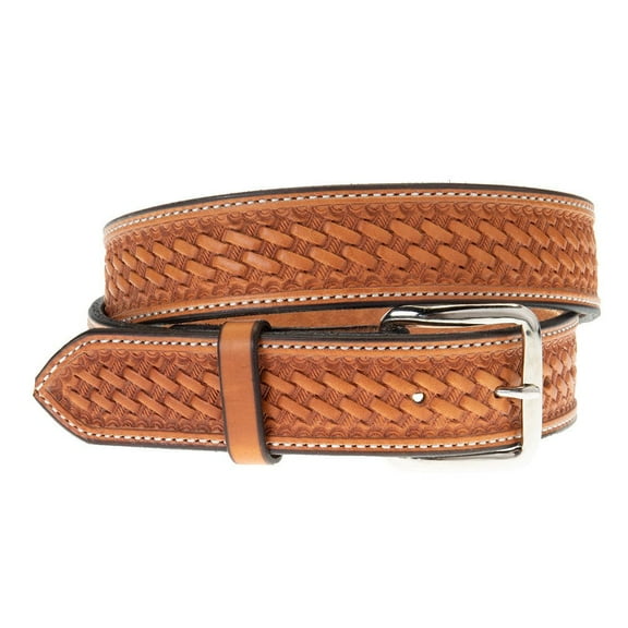 Texas Saddlery Mens  Basket Stamp Belt 40 Natural