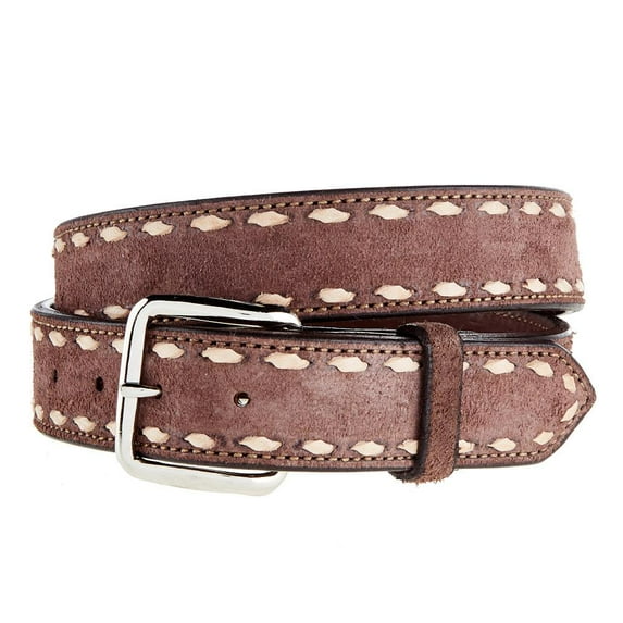 Texas Saddlery Mens Chocolate Roughout Buckstitch Belt 38 Brown