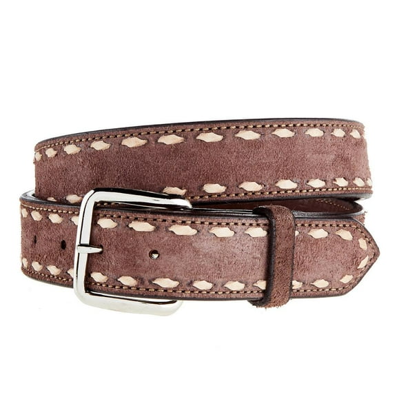 Texas Saddlery Mens Chocolate Roughout Buckstitch Belt 42 Brown
