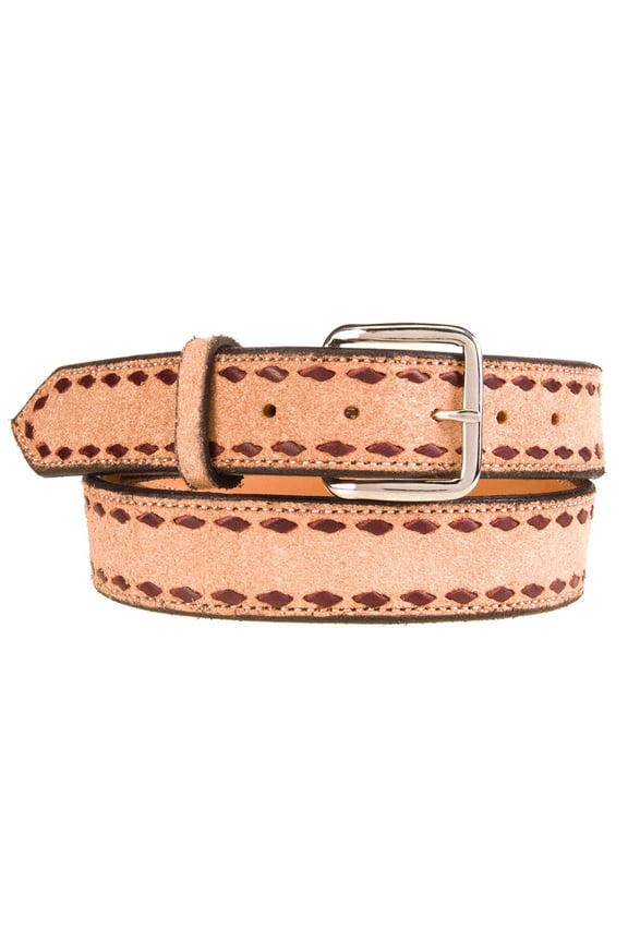 Mens Roughout Buckstitch Belt 30 Brown