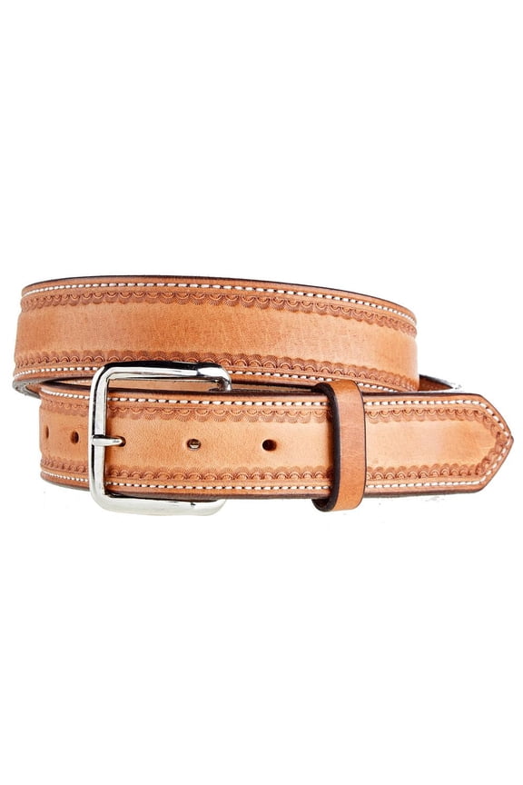 Mens Saddle  Stamped Border Belt 34 Tan