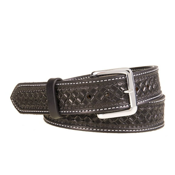 Texas Saddlery Mens Waffle Tooled Belt 44 Black