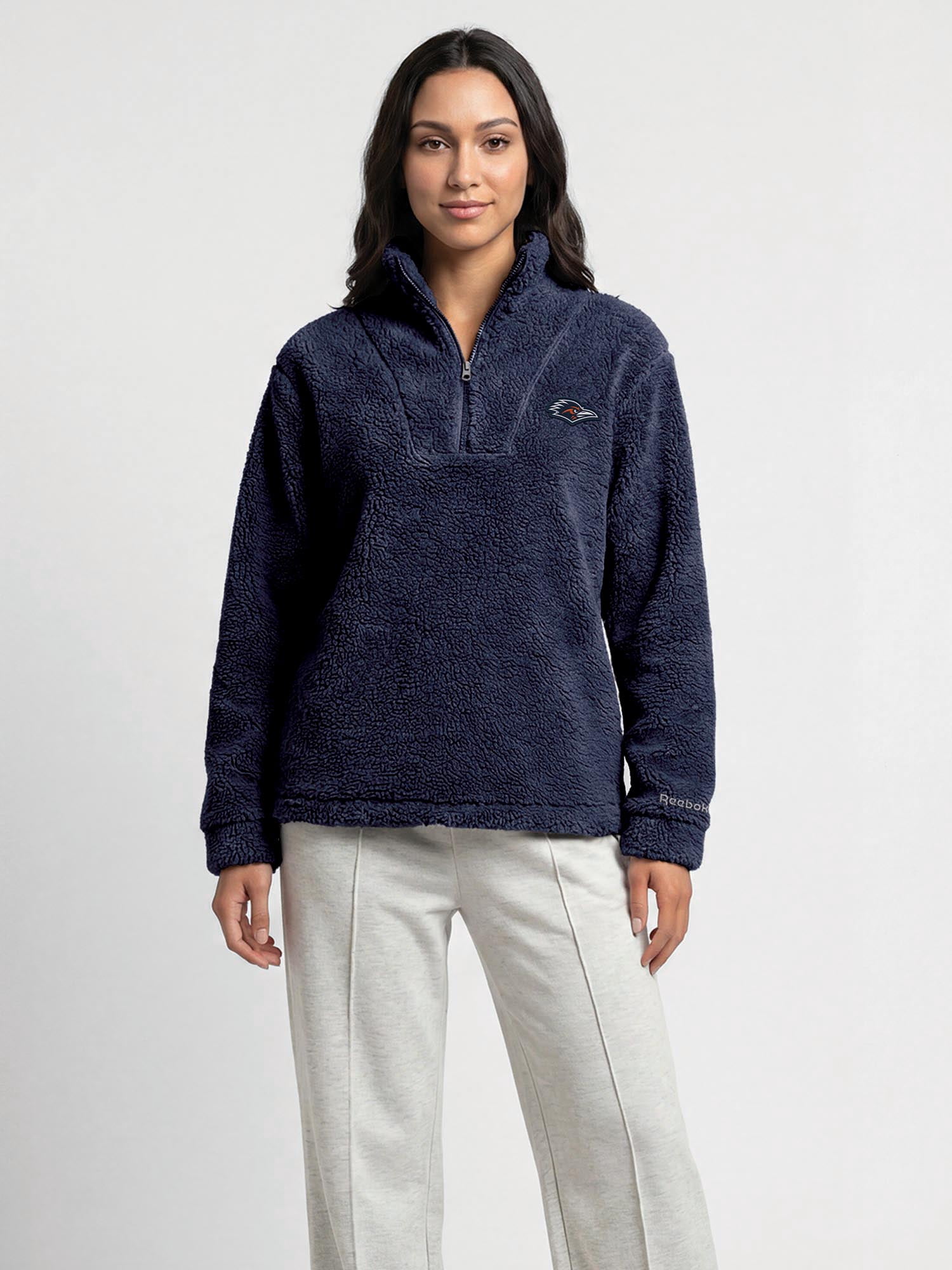 Texas San Antonio Roadrunners Reebok Womens Relaxed Fit Qtr Zip Sherpa Pullover