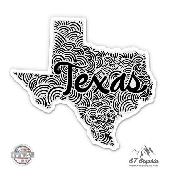 Texas Shape Cute Letters Native Local - 3" Vinyl Sticker - For Car Laptop I-Pad Phone Helmet Hard Hat - Waterproof Decal