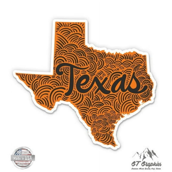 Texas Shape Cute Letters Native Local - 3" Vinyl Sticker - For Car Laptop I-Pad Phone Helmet Hard Hat - Waterproof Decal