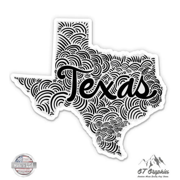 Texas Shape Cute Letters Native Local - 5" Vinyl Sticker - For Car Laptop I-Pad - Waterproof Decal
