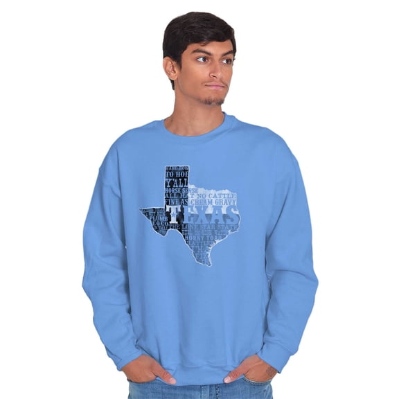 Texas Slang Funny State Shape TX Sweatshirt for Men or Women Brisco Brands L