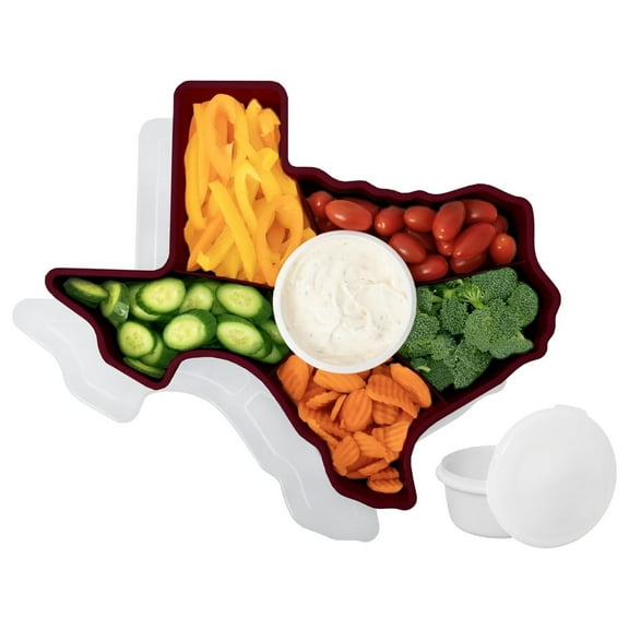Texas Snack Tray - 6 Compartment w/Dressing Cup. Entertaining Platter