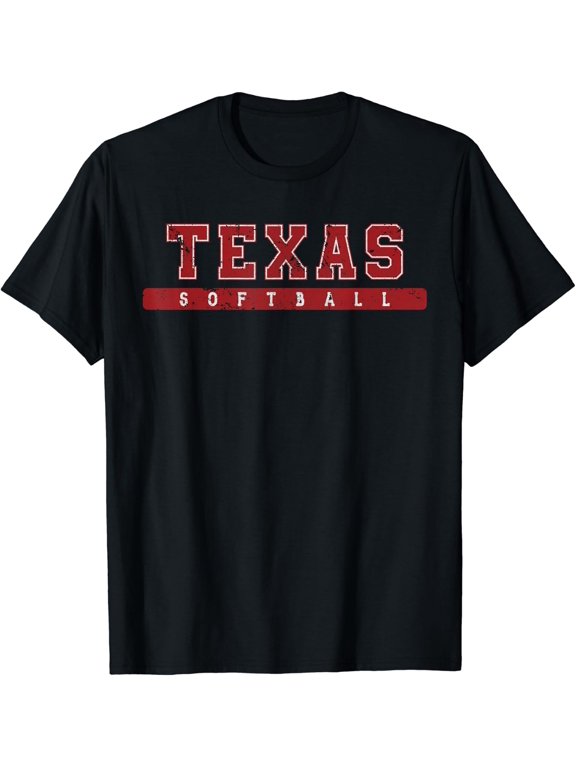 Texas Softball Varsity Red Vintage Text T-Shirt Size S-5XL