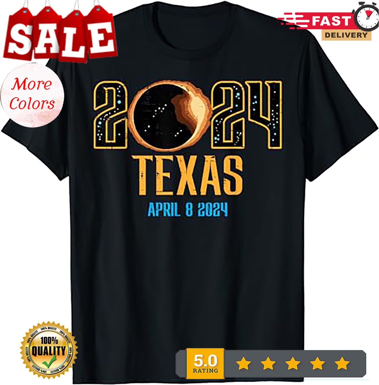 Texas Solar Eclipse 2024 Totality April 8 Men Women Kids TShirt