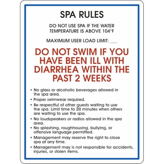 Texas Spa Rules Sign Property/Swimming Signs Metal Tin \8 x 12 Inch for Home or Work