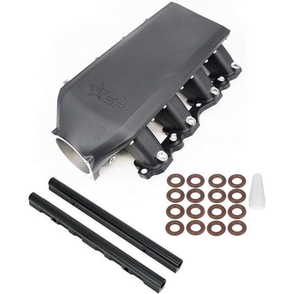Texas Speed Stealth Low Pro LS3 Intake Manifold Black | Fits L99 L92 L76 L77 L96 L94 L9H LY6 | Rectangle Port Performance Intake (Intake + LS1 Fuel Rail Brackets)