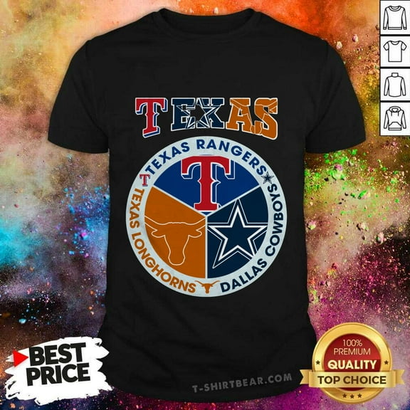Texas Sports Teams Logo Rangers Cowboys And Longhorns T-shirt