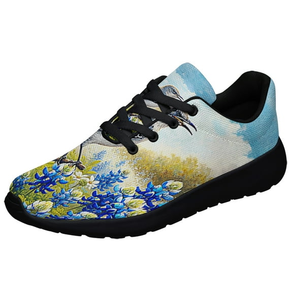 Texas Spring Northern Mockingbird and Bluebonnet Shoes Sneakers Black Size 4