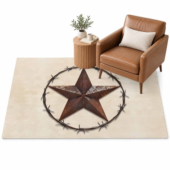 Texas Star Area Rug 3'x5', Countryside Western Soft Mat Non-Slip ...