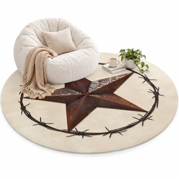 Texas Star Area Rug 4', Countryside Western Soft Mat Non-Slip Silicone ...
