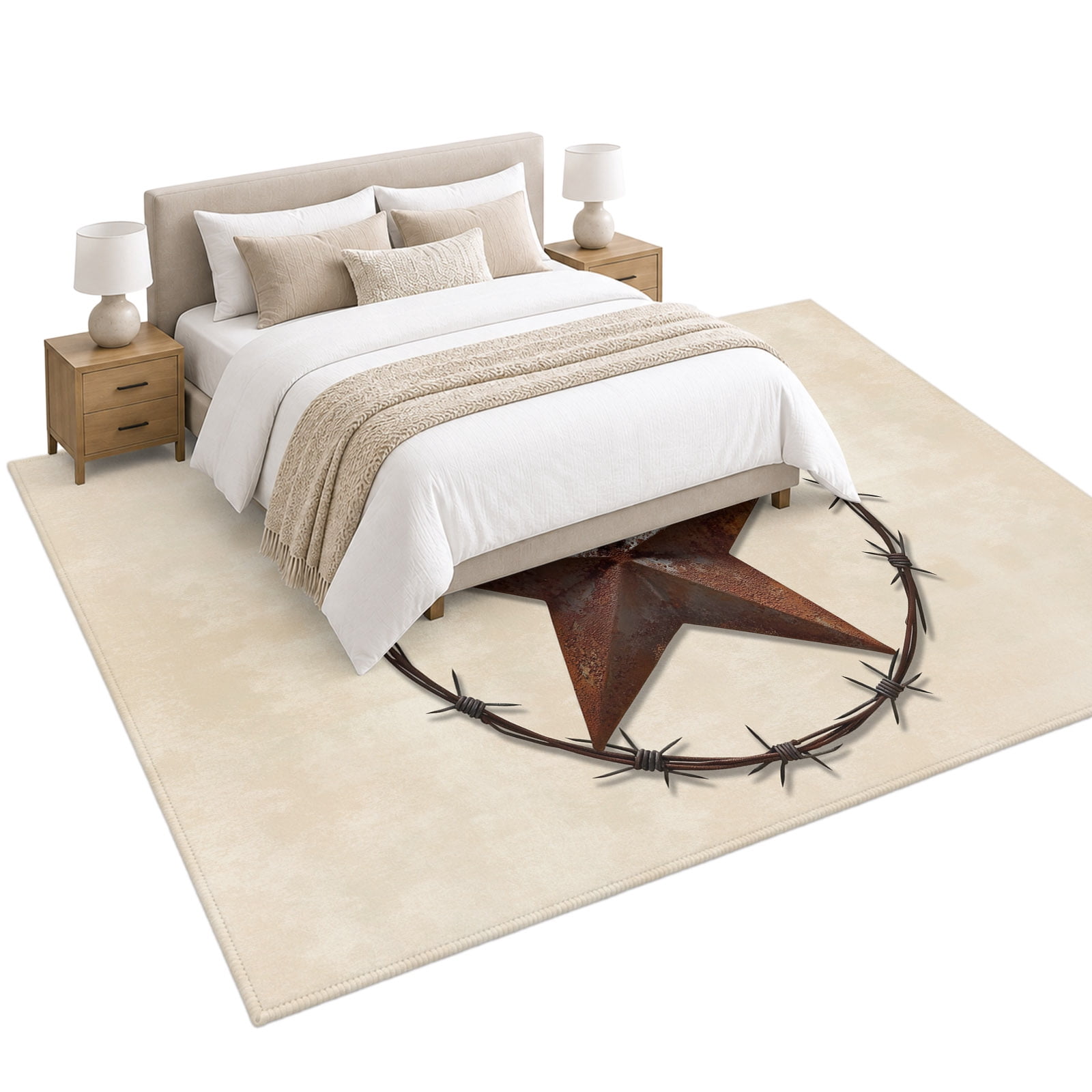 Texas Star Area Rug 5'x7', Countryside Western Soft Mat Non-Slip ...