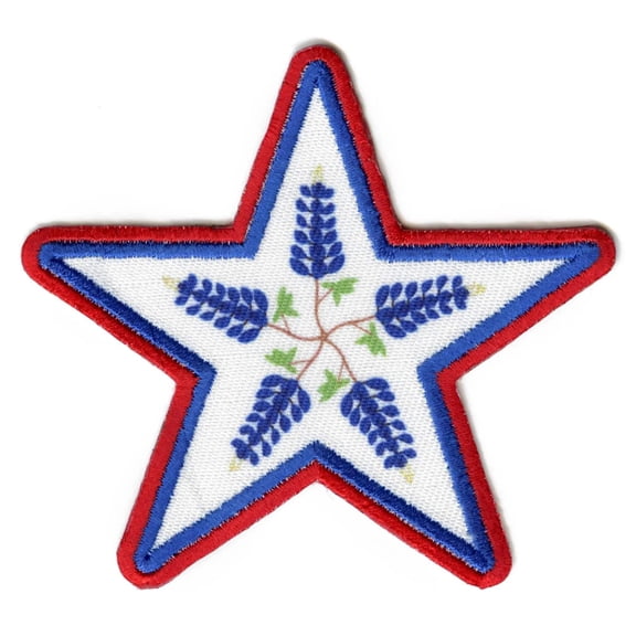 Texas Star Blue Bonnet Patch State Flower Embroidered Iron On