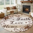thumbnail image 1 of Texas Star Brown 8' Round Area Rug, Farmhouse Retro Branches Wooden Grain Washable Non-Slip Large Circle Rugs for Living Room Bedroom, Soft Low Pile Rug Carpet for Dining Room Kitchen Farmhouse, 1 of 9