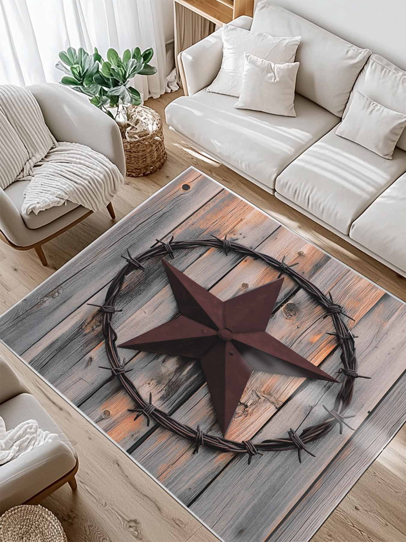 Texas Star Brown Area Rug for Bedroom 4x6 Ft Farmhouse Country Western ...
