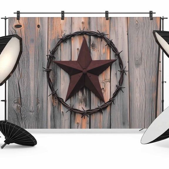 Texas Star Brown Backdrop for Photoshoot,Photography Photo Studio Background Wall Backdrop,Farmhouse Country Western Brown Wooden Back Drop Banner Panel for Portraits Wedding Live Streaming 7x5Ft