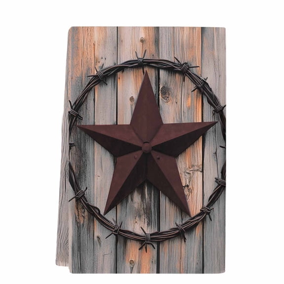 Texas Star Brown Microfiber Kitchen Towel, Farmhouse Country Western Brown Wooden Soft Absorbent Dish Towels, Quick Drying Washable Dishcloths for Kitchen Cleaning, Drying Dishes, 18x28 Inches